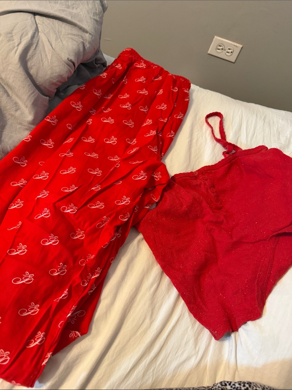 PINK Victoria's Secret Red Sparkle Cami & Lounge Pants Set